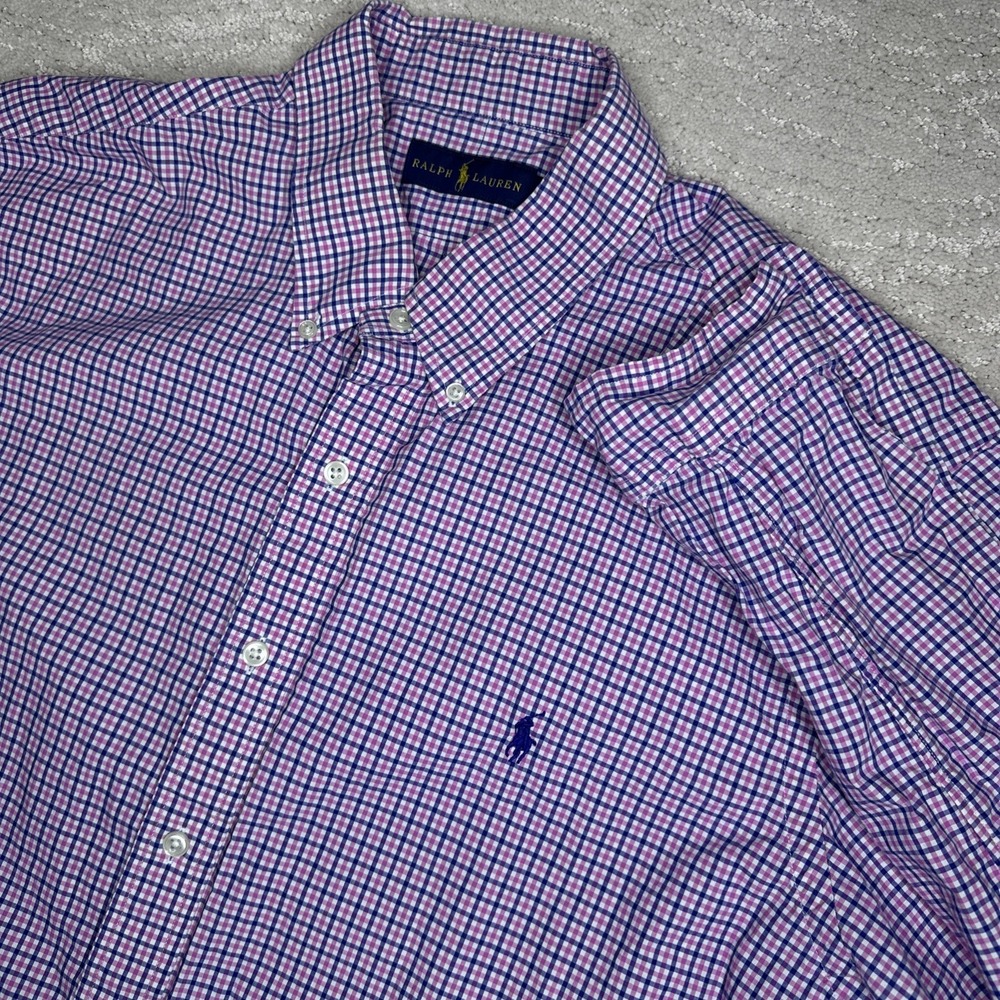 Men's Ralph Lauren 2XL Long Sleeve Button Down Plaid Red/Blue Shirt